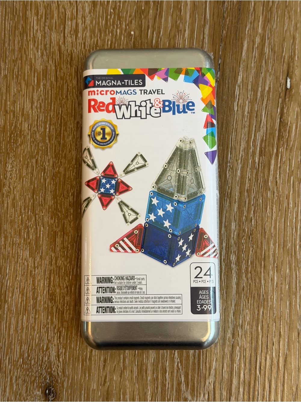 Magna-Tiles MicroMags Travel Red White & Blue 24-Piece Magnetic Tile Set